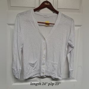 Allen Allen USA White Top T-shirt Cardigan